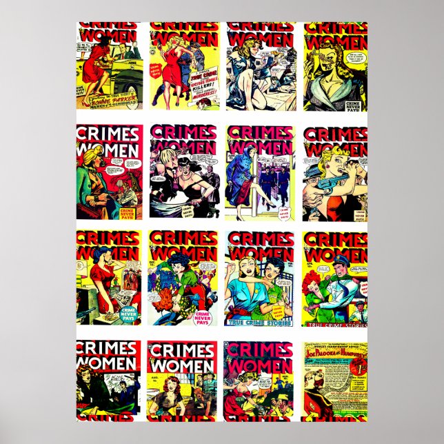 Póster Collage de portada de historietas de Romance vinta (Frente)