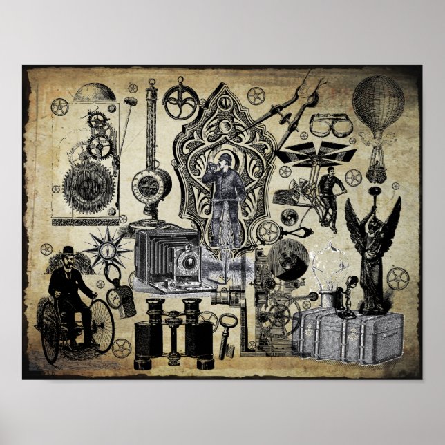 Póster Collage de Steampunk #3 (Frente)