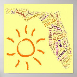 Póster Collage de texto de Florida