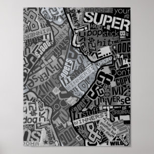 Póster Collage de tipografía Imprimir periódico en blanco