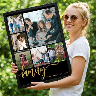 Póster Collage de varias fotos de familia con guión moder