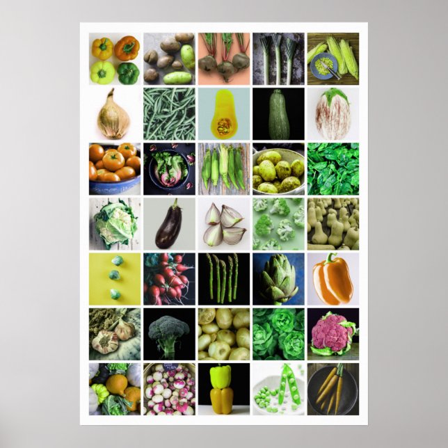 Póster Collage de VERDURAS - Amarillo/Verde (Frente)