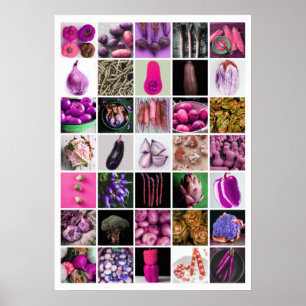 Póster Collage de VERDURAS - Rosa/Púrpura