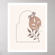 Collage del arco de línea simple de hojas botánica