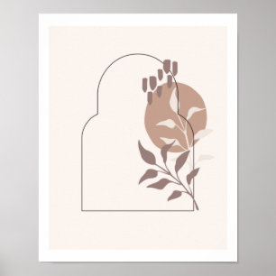 Póster Collage del arco de línea simple de hojas botánica