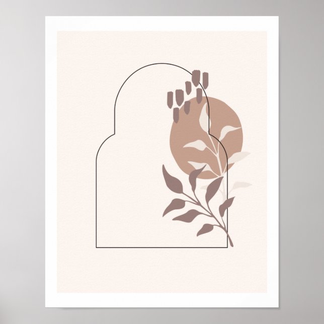 Póster Collage del arco de línea simple de hojas botánica (Frente)