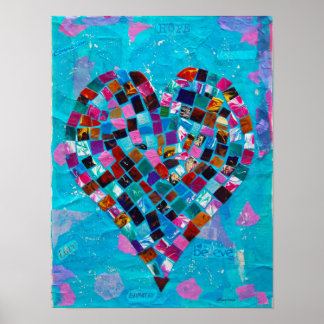 Póster Collage del corazón del mosaico