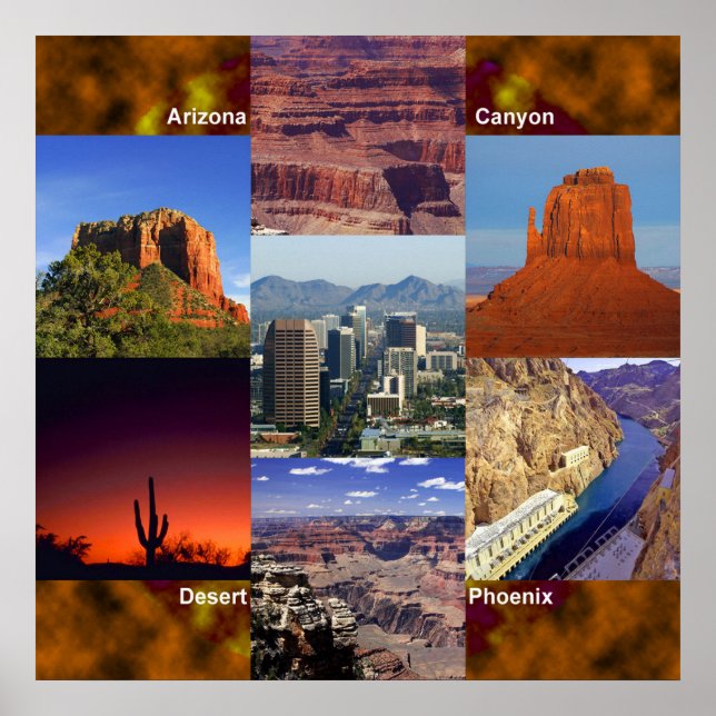 Póster Collage del desierto de Arizona (Frente)