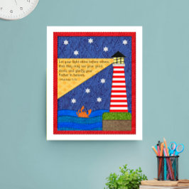 Póster Collage del faro con cangrejo Inspirador