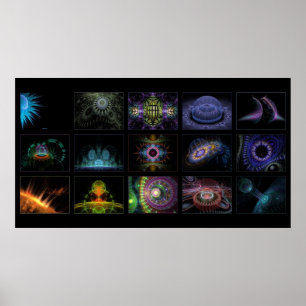 Póster collage del fractal del digitalgreenlife