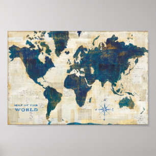 Póster Collage del mapa del mundo