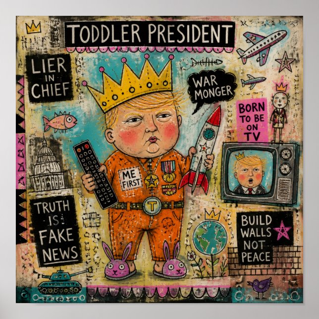 Póster Collage del presidente niño divertido (Frente)