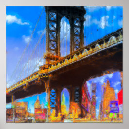 Póster collage del puente de Manhattan