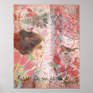 Póster Collage dulce suave femenino - primero no haga