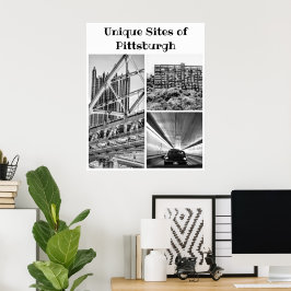 Póster -Collage en B&W de Pittsburgh