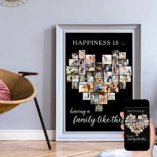Póster Collage en forma de corazón La felicidad es tener