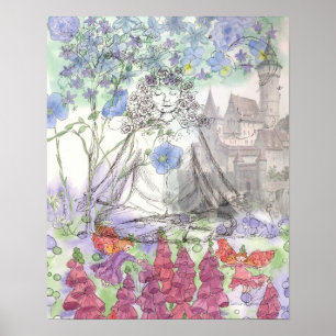 Póster Collage floral de Yoga Fairy Castle