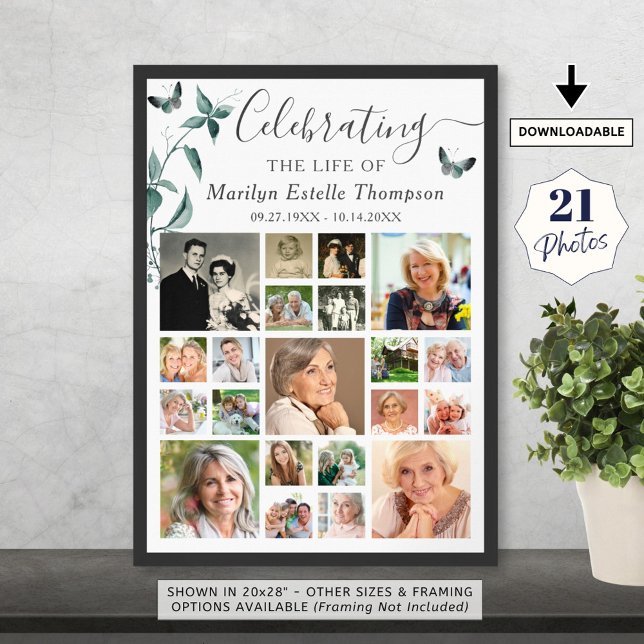 Póster Collage fotográfico funerario 21 Botánico Mariposa (Subido por el creador)