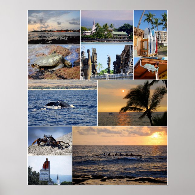 Póster Collage Kailua Kona Hawaii 16 X 20 Poster (Frente)
