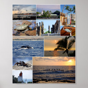 Póster Collage Kailua Kona Hawaii 8 X 10 Poster