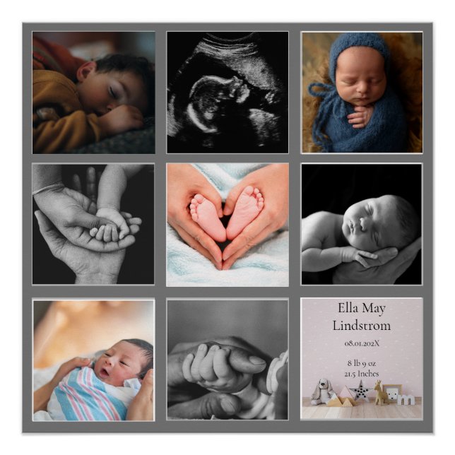 Póster Collage Moderno 8 - Foto Marcos Negros Gris (Anverso)