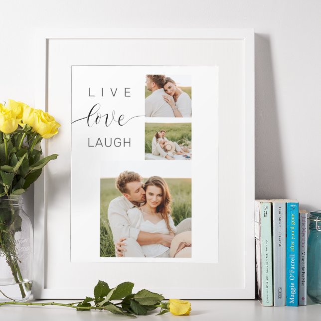 Póster Collage moderno Pareja foto y Live Love Laugh Gift (Subido por el creador)