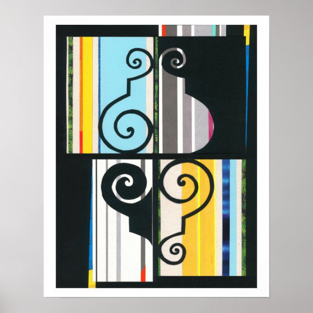 Póster Collage nocturno de HAVANA azul amarillo negro (Frente)
