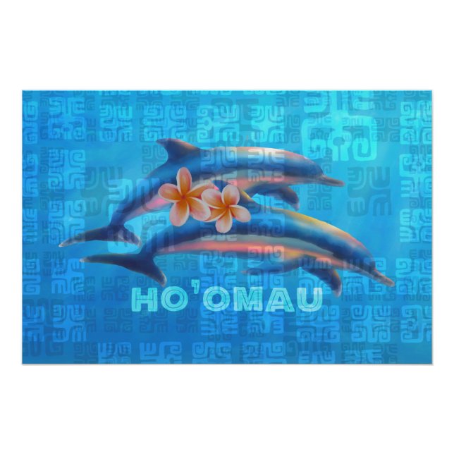 Póster Collage primitivo de delfines hawaianos HO’OMAU (Anverso)