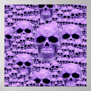 Póster Collage púrpura céltico del cráneo