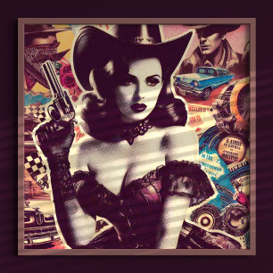 Póster Collage retro de lechera