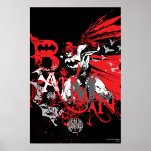 Póster Collage rojo y negro de Batman