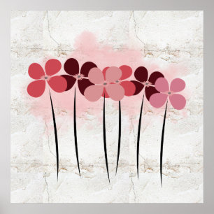 Póster Collage rubio floral rosado