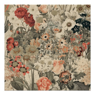Póster Collage silenciado de la flor de los colores