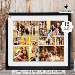 Póster Collage Simple de 12 Fotos Único