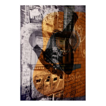 collage urbano de guitarra acústica