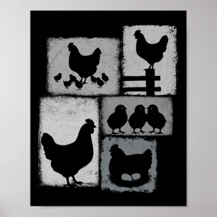 Póster Collage Vintage de Pollo Amante de los Pollos Gran