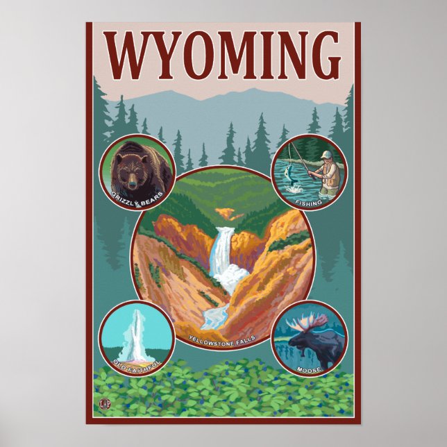 Póster Collage Wyoming (Frente)