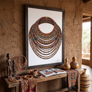 Póster Collar de cuentas africano tribal