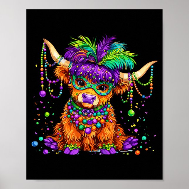 Póster Collar de cuentas divertido de vaca de las Highlan (Frente)