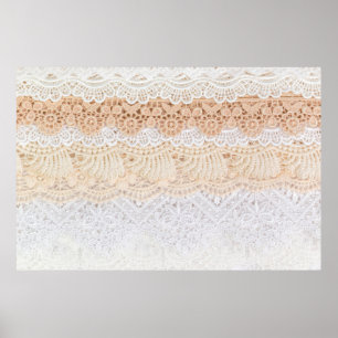 Póster Collection of seamless ornamental floral lace trac