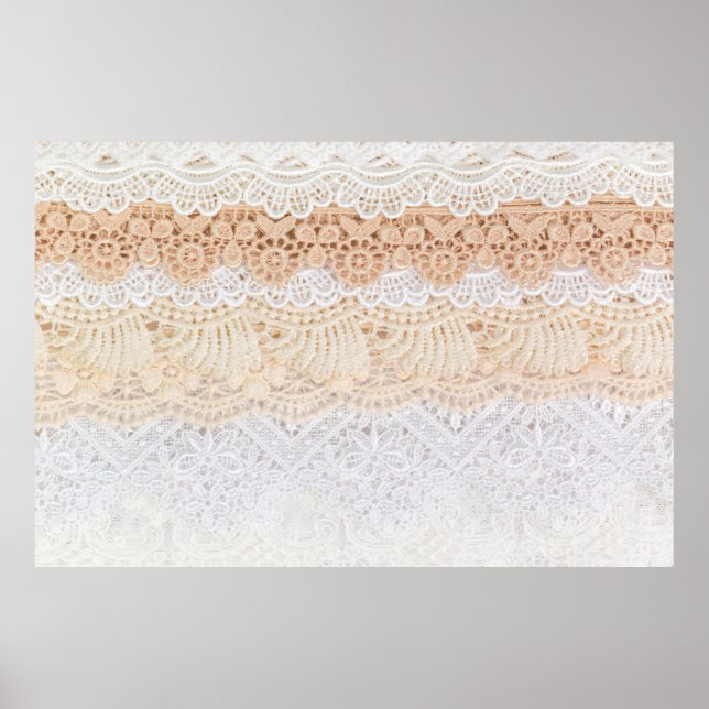Póster Collection of seamless ornamental floral lace trac (Frente)