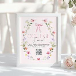 Póster College Fund Qr Code Graduation Pink Bow