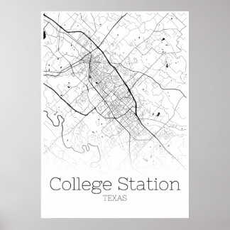 Póster College Station Map - Texas - City Map Poster
