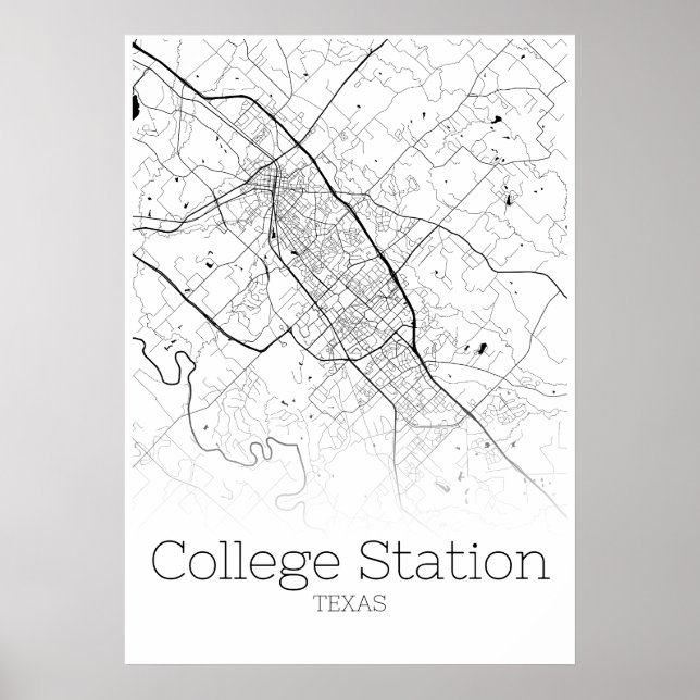 Póster College Station Map - Texas - City Map Poster (Frente)