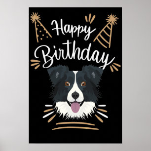 Póster Collie de borde de regalo de cumpleaños