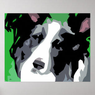 Póster Collie de frontera abstracto