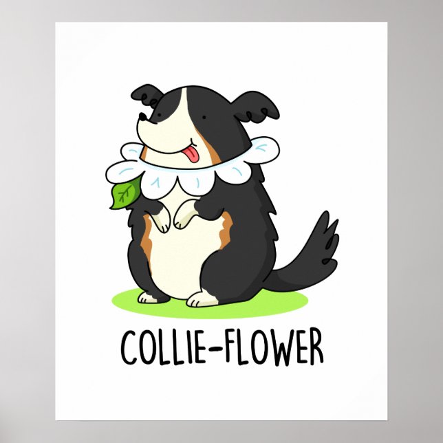 Póster Collie-flower Funny Border Collie Dog Pun (Frente)
