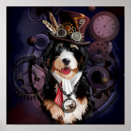 Póster Collie fronteriza con un traje de steampunk. Acuar