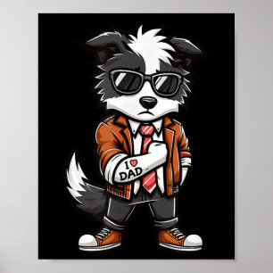 Póster Collie Fronteriza Yo Amo A Papá Gracioso Tattoo Pe