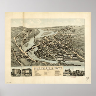 Póster Collinsville Connecticut 1878 Antiguas Mamáes Pano